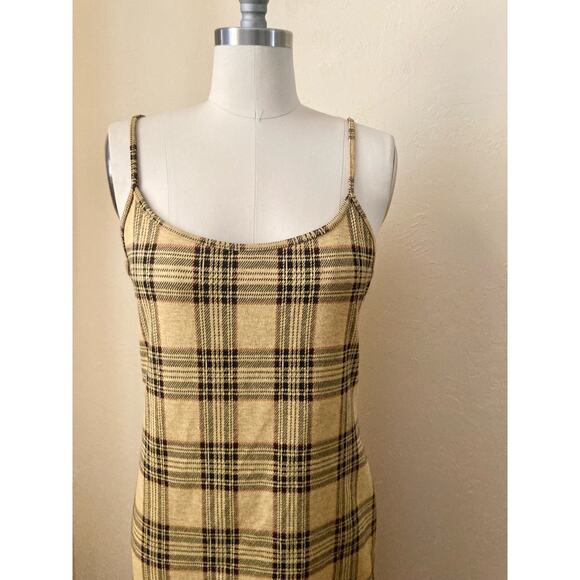 Popular 21 Women's Mini Dress Size L JR Yellow Plaid Y2K Style Clueless - Picture 3 of 7